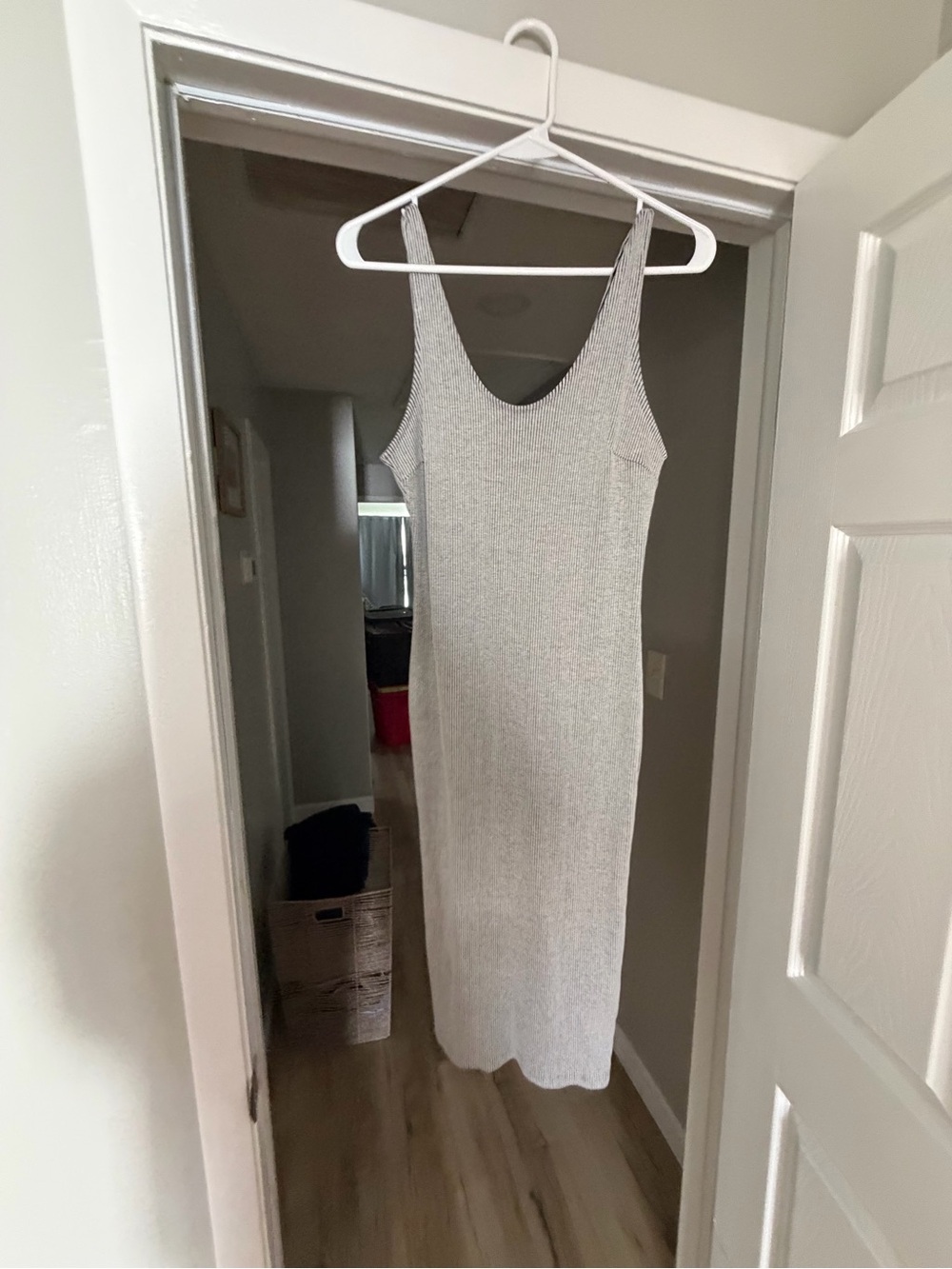Lush Silver Gray Ribbed Midi Dress